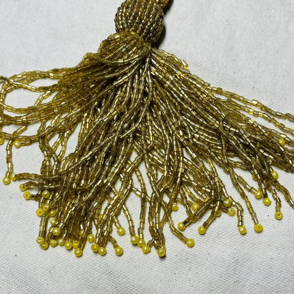 Vintage Gold Beaded Tassel Ornaments Curtain Tie Back Napkin Decoration Bead